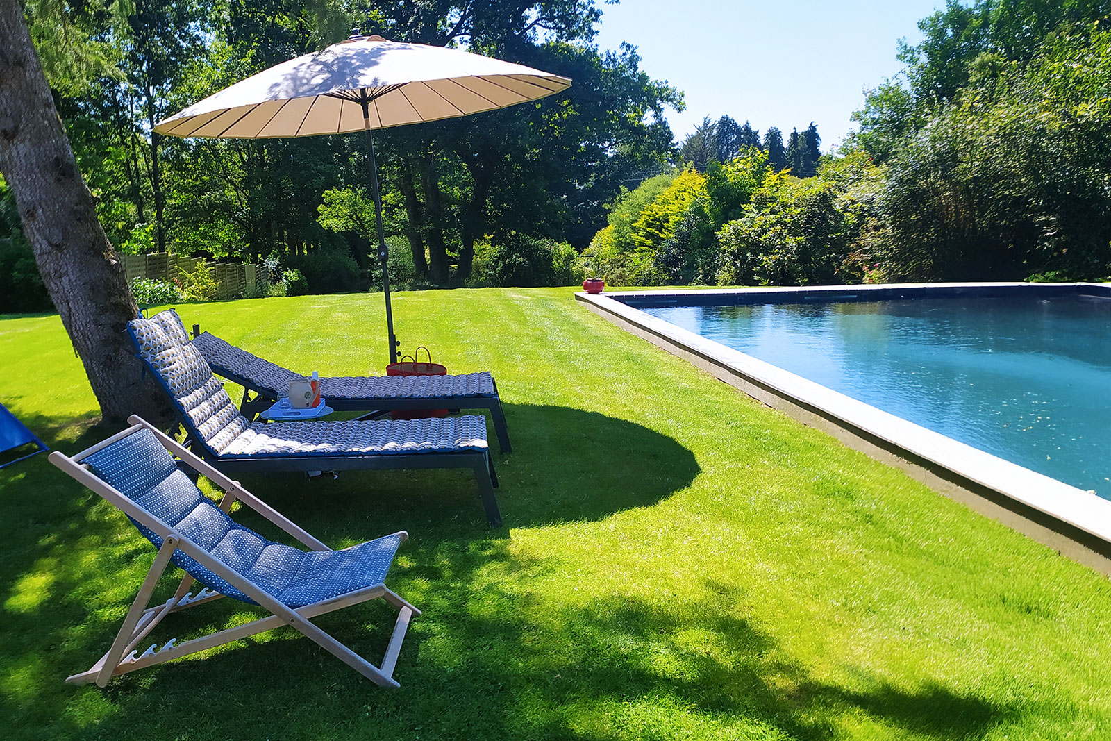 Moment de relaxation près de la piscine